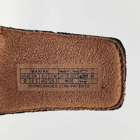 Vionic Marian Black Suede Slingback Strap Sandals Wedge Cork Soles Size 9 - Picture 13 of 16